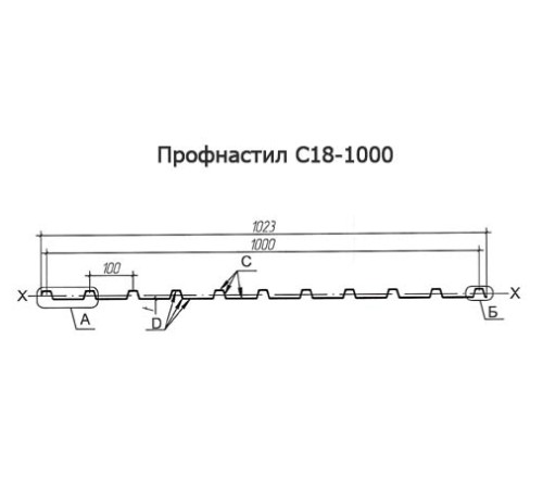 Продольно гнутый профнастил для укрытий конвейеров С18ПГ-1023, 0,5, нержавеющий