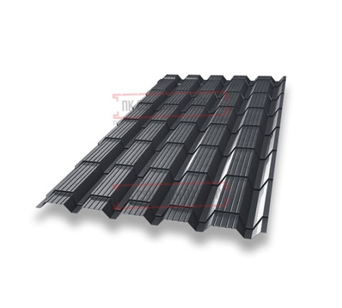 Металлочерепица Квадро профи RAL7024 Satin-0,5