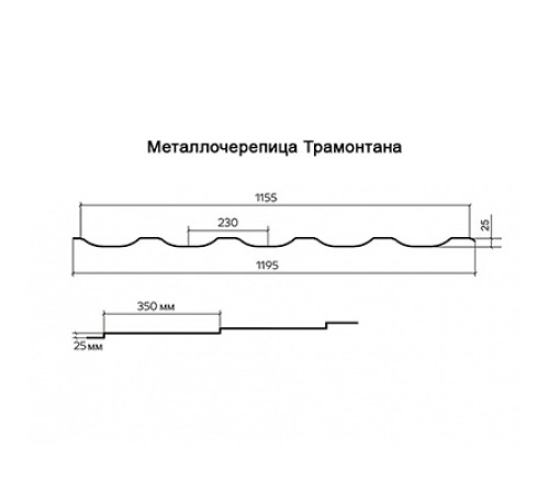 Металлочерепица Трамонтана-S Copper/Copper AGNETA-20-0.5
