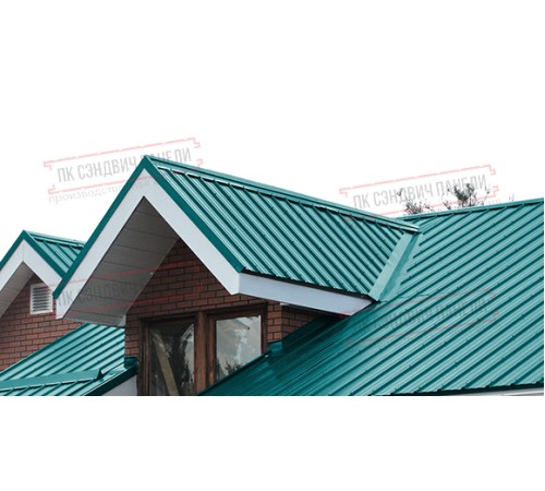 Сэндвич панели кровельные с пенополиизоциануратом, ширина 1000 мм, толщина 100 мм, 0.5/0.5, RAL5021