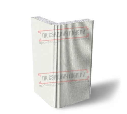 Угловая сэндвич-панель вертикальная из пенополистирола, 0.5/0.5, ширина 1000 мм, толщина 40 мм, RAL9003