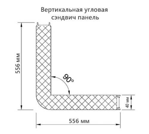 Угловая сэндвич-панель вертикальная из пенополистирола, 0.5/0.5, ширина 1200 мм, толщина 40 мм, RAL6002