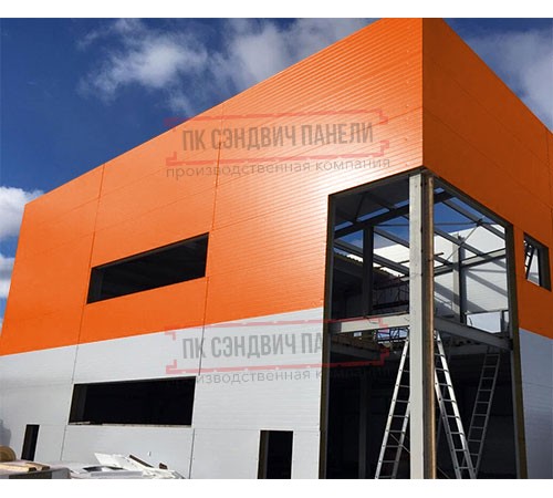 Угловая сэндвич-панель вертикальная из пенополиизоцианурата, 0.5/0.5, ширина 1200 мм, толщина 20 мм, RAL2004