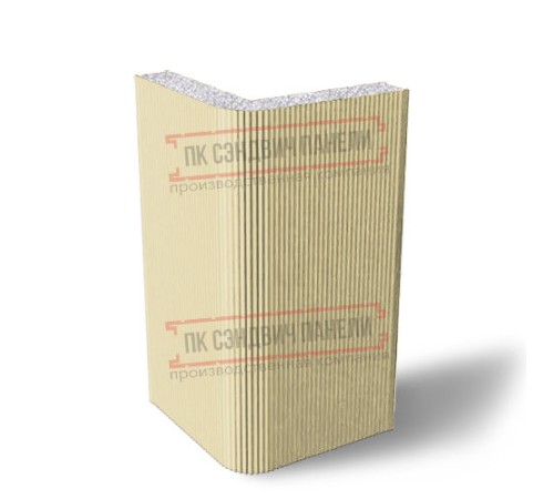 Угловая сэндвич-панель вертикальная из пенополистирола, 0.5/0.5, ширина 1200 мм, толщина 10 мм, RAL1014
