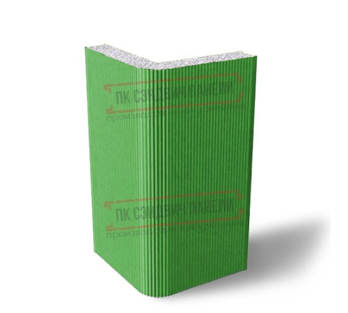 Угловая сэндвич-панель вертикальная из пенополистирола, 0.5/0.5, ширина 1000 мм, толщина 100 мм, RAL6018