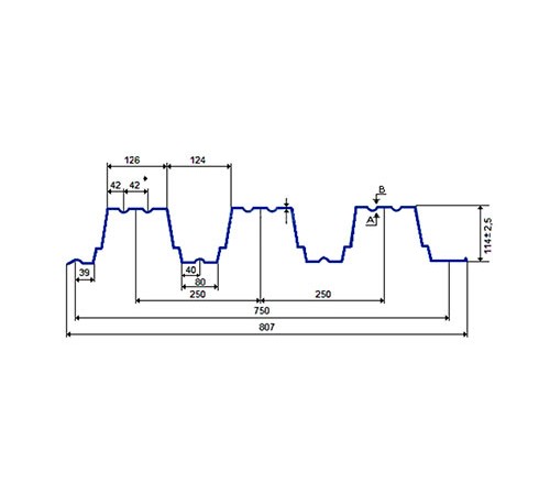 Профнастил H114ПГ-1.2, для бескаркасных ангаров, Полиэстер RAL 3003