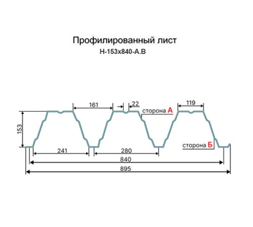 Профнастил Н153-840 RAL7004 Полиэстер-0,7