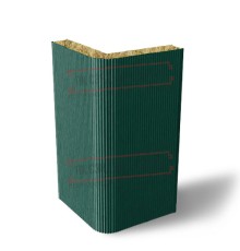 Угловая сэндвич-панель вертикальная из минеральной ваты, 0.5/0.5, ширина 1200 мм, толщина 30 мм, RAL6005