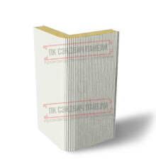Угловая сэндвич-панель вертикальная из пенополиизоцианурата, 0.5/0.5, ширина 1200 мм, толщина 30 мм, RAL9003
