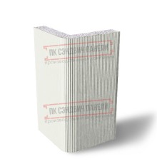 Угловая сэндвич-панель вертикальная из пенополистирола, 0.5/0.5, ширина 1200 мм, толщина 80 мм, RAL9003
