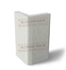 Угловая сэндвич-панель вертикальная из пенополистирола, 0.5/0.5, ширина 1200 мм, толщина 80 мм, RAL9002