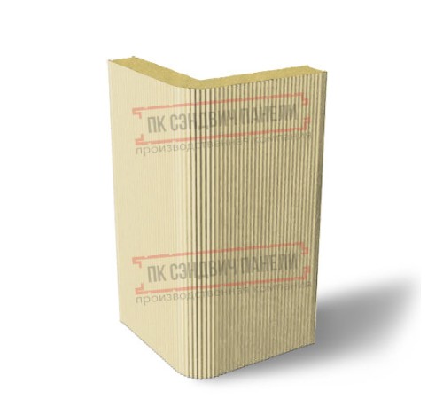 Угловая сэндвич-панель вертикальная из пенополиуретана, 0.5/0.5, ширина 1200 мм, толщина 40 мм, RAL1014