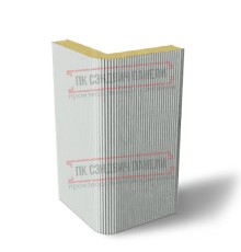 Угловая сэндвич-панель вертикальная из пенополиизоцианурата, 0.5/0.5, ширина 1200 мм, толщина 220 мм, RAL7035